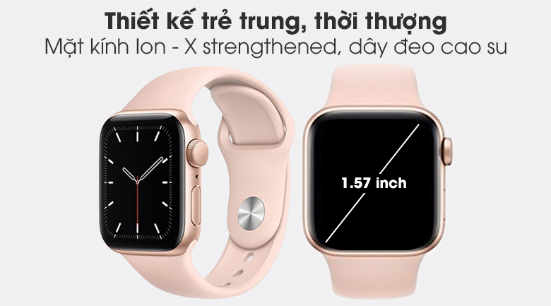 Apple Watch SE 40mm viền nhôm dây cao su hồng - thiết kế